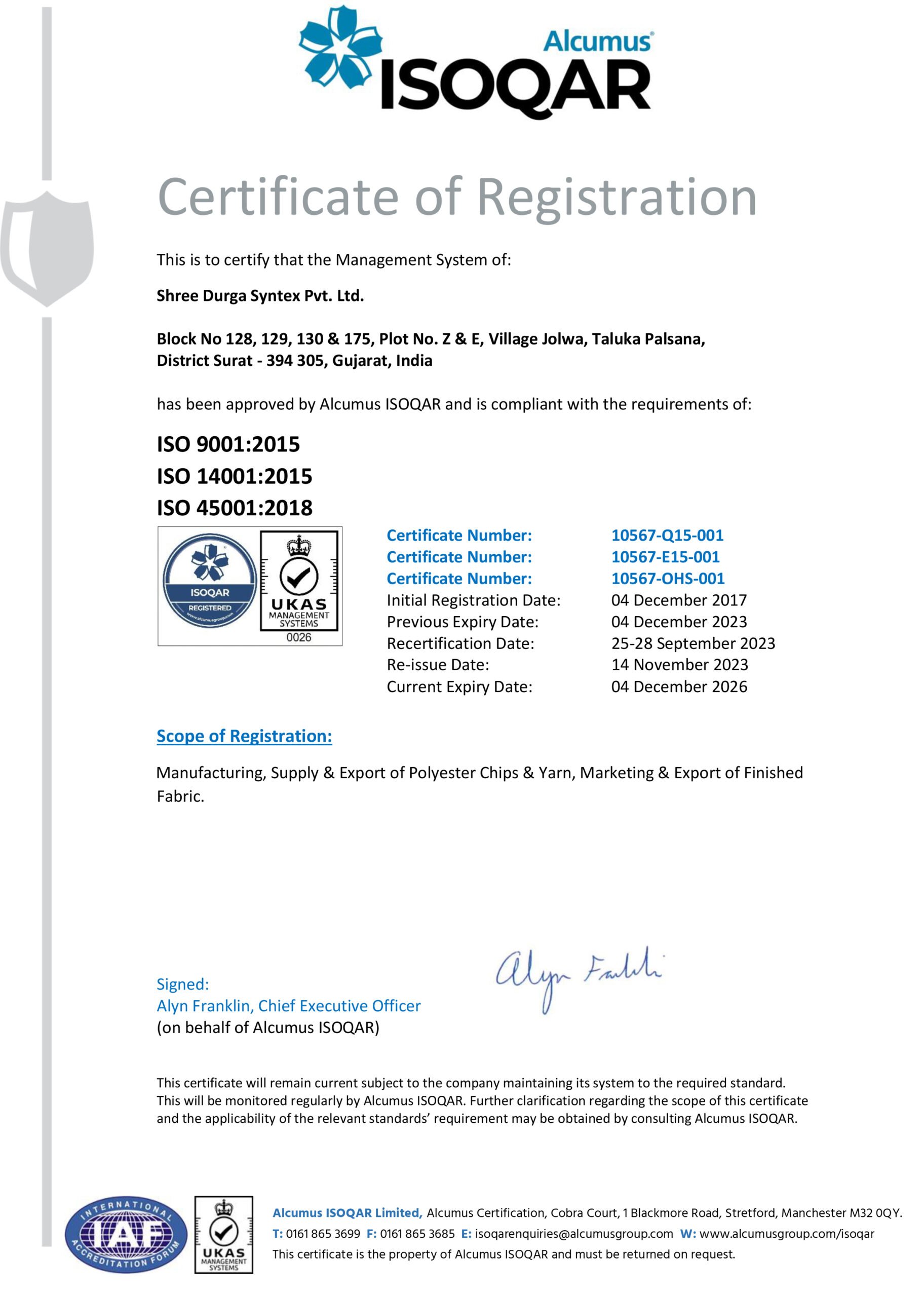 ISO 9001: 2015, ISO 14001: 2015